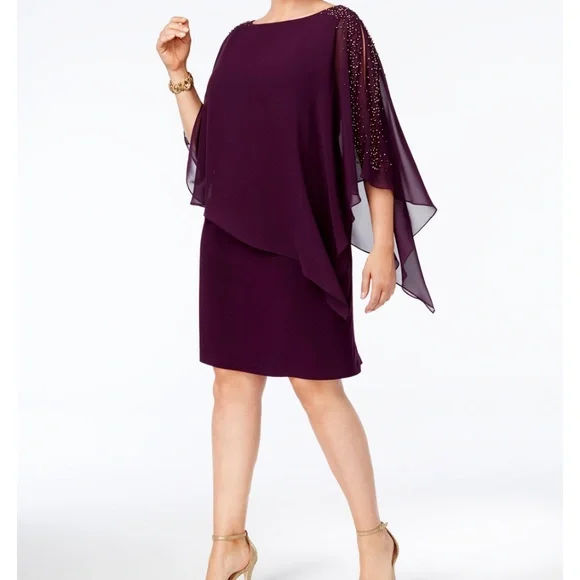 Xscape Dresses Plus Size Beaded Chiffon Popover Dress Poshmark